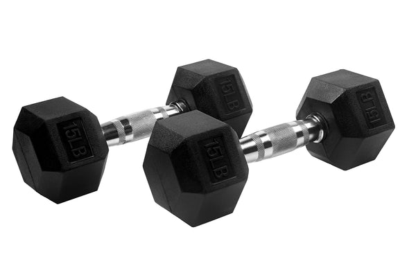 POWERT Hex Dumbbell Rubber Coated Cast Iron Weight Lift Training-10/15/20/25/30/35/40/45/50 lbs Available