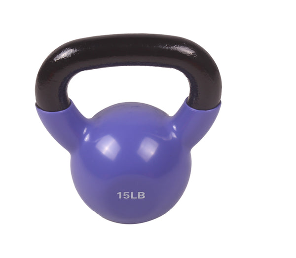 POWERT Vinyl Coated Cast Iron Kettlebell Weight 5/10/15/20/25/30/35/40/45/50 lbs-Single