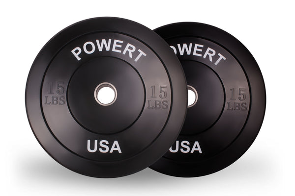 POWERT 2-Inch Barbell Bumper Plates| Olympic Bar Bumpers Plates Pair for Weight-lift & Cross-fit Training| 2'' Steel Ring Insert-One Pair-10lb/15lb/25lb/35lb/45lb