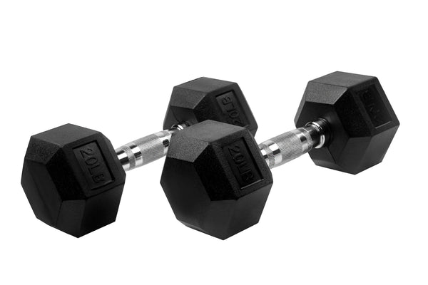 POWERT Hex Dumbbell Rubber Coated Cast Iron Weight Lift Training-10/15/20/25/30/35/40/45/50 lbs Available