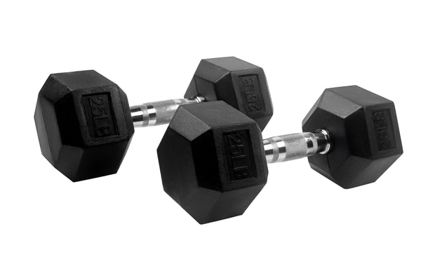 POWERT Hex Dumbbell Rubber Coated Cast Iron Weight Lift Training-10/15/20/25/30/35/40/45/50 lbs Available