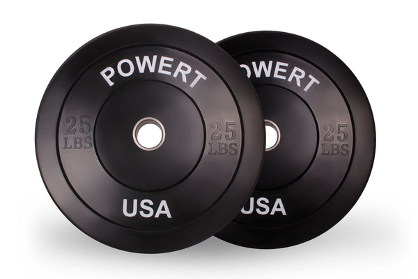 POWERT 2-Inch Barbell Bumper Plates| Olympic Bar Bumpers Plates Pair for Weight-lift & Cross-fit Training| 2'' Steel Ring Insert-One Pair-10lb/15lb/25lb/35lb/45lb