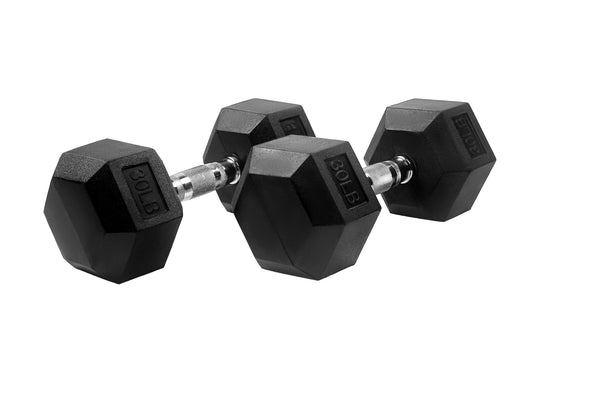 POWERT Hex Dumbbell Rubber Coated Cast Iron Weight Lift Training-10/15/20/25/30/35/40/45/50 lbs Available