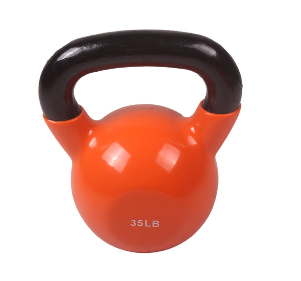 POWERT Vinyl Coated Cast Iron Kettlebell Weight 5/10/15/20/25/30/35/40/45/50 lbs-Single