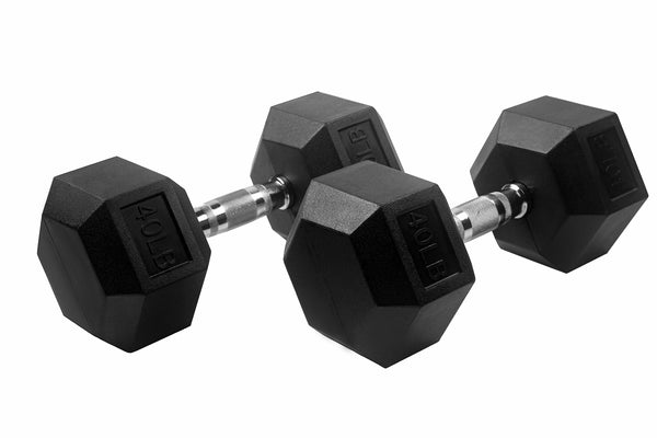 POWERT Hex Dumbbell Rubber Coated Cast Iron Weight Lift Training-10/15/20/25/30/35/40/45/50 lbs Available