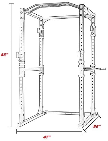 POWERT Power Rack Cage 2.75’’x 2’’ Gauge Steel Heavy Duty for Barbell Crossfit & Weightlifting Fitness Trainining—1600 lb Capacity