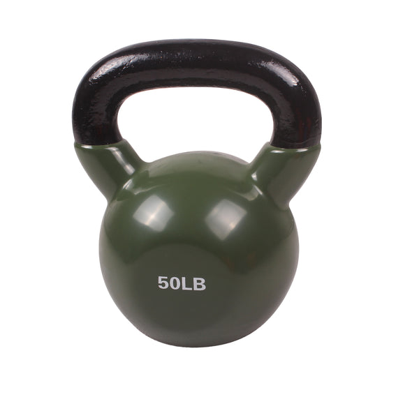 POWERT Vinyl Coated Cast Iron Kettlebell Weight 5/10/15/20/25/30/35/40/45/50 lbs-Single