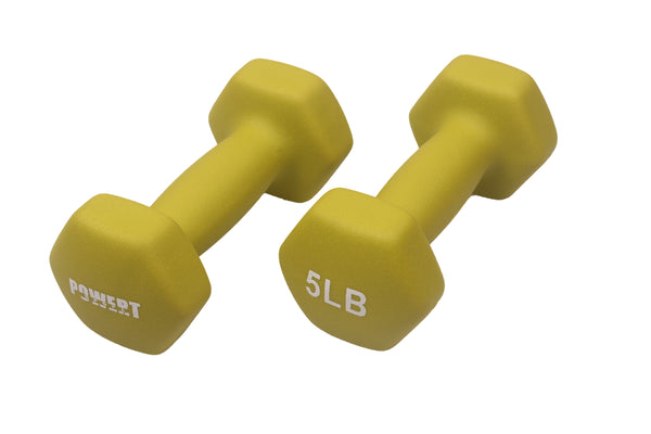 POWERT HEX Neoprene Dumbbell |Coated Colorful Hand Weights in Pair