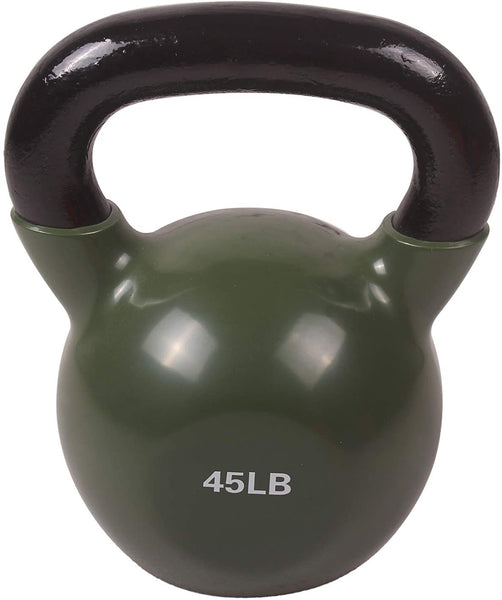 POWERT Vinyl Coated Cast Iron Kettlebell Weight 5/10/15/20/25/30/35/40/45/50 lbs-Single