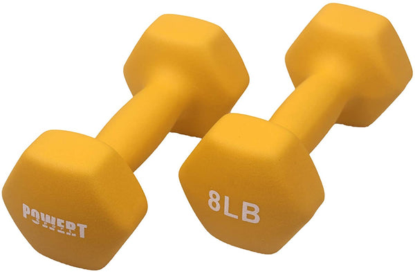 POWERT HEX Neoprene Dumbbell |Coated Colorful Hand Weights in Pair