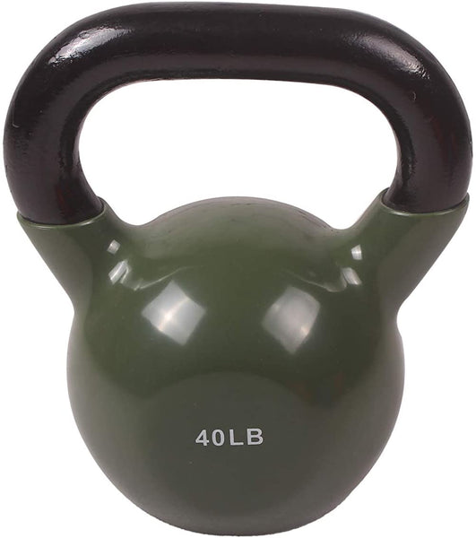 POWERT Vinyl Coated Cast Iron Kettlebell Weight 5/10/15/20/25/30/35/40/45/50 lbs-Single