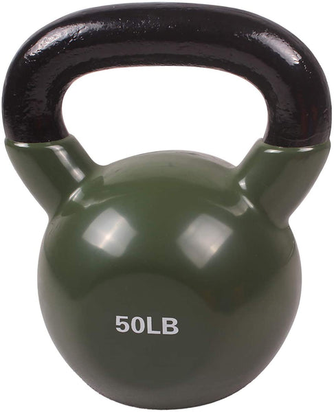 POWERT Vinyl Coated Cast Iron Kettlebell Weight 5/10/15/20/25/30/35/40/45/50 lbs-Single