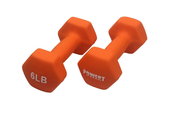 POWERT HEX Neoprene Dumbbell |Coated Colorful Hand Weights in Pair