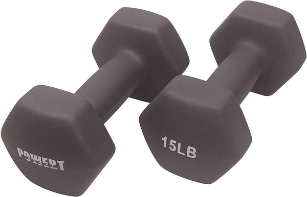 POWERT HEX Neoprene Dumbbell |Coated Colorful Hand Weights in Pair