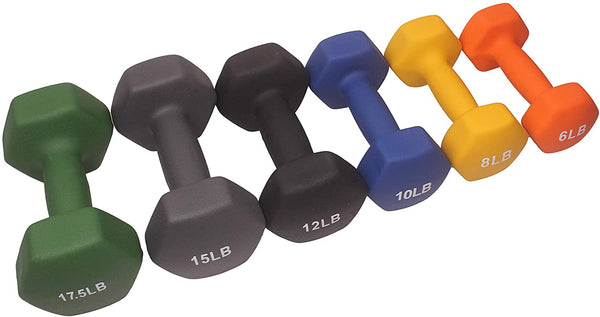 POWERT HEX Neoprene Dumbbell |Coated Colorful Hand Weights in Pair