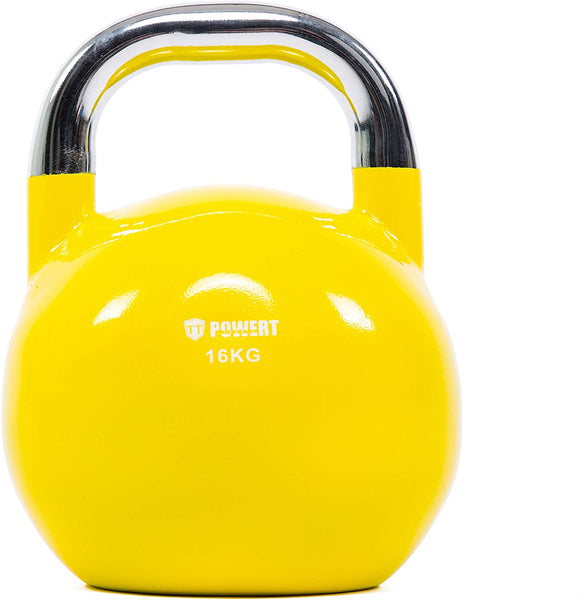 POWERT Competition Kettlebell|Premium Quality Coated Steel|Ergonomic Design|Great for Weight Lifting Workout & Core Strength Training& Muscle Building|Color Coded 10-50LB|Single
