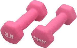 POWERT HEX Neoprene Dumbbell |Coated Colorful Hand Weights in Pair