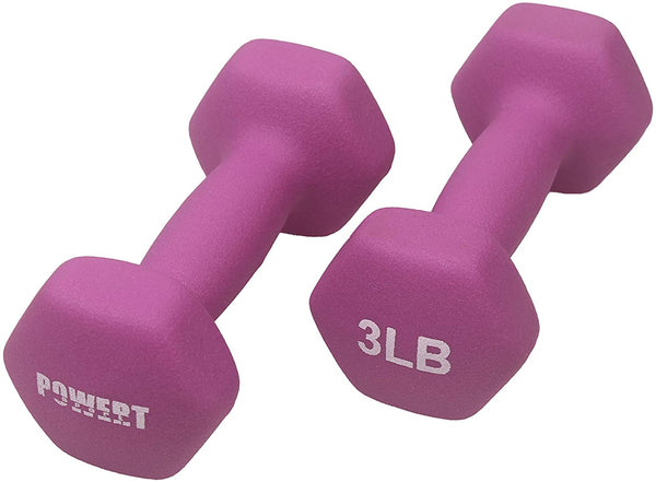 POWERT HEX Neoprene Dumbbell |Coated Colorful Hand Weights in Pair