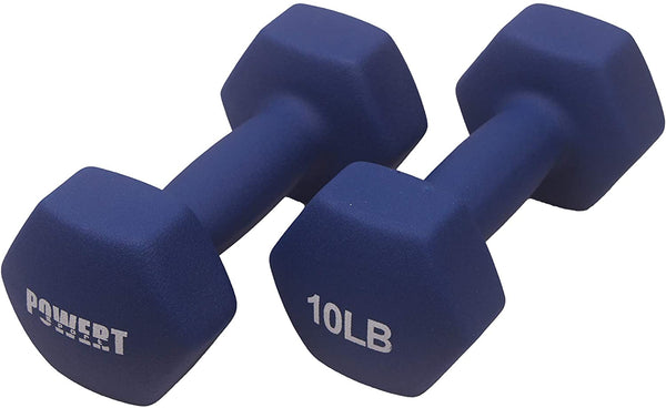 POWERT HEX Neoprene Dumbbell |Coated Colorful Hand Weights in Pair