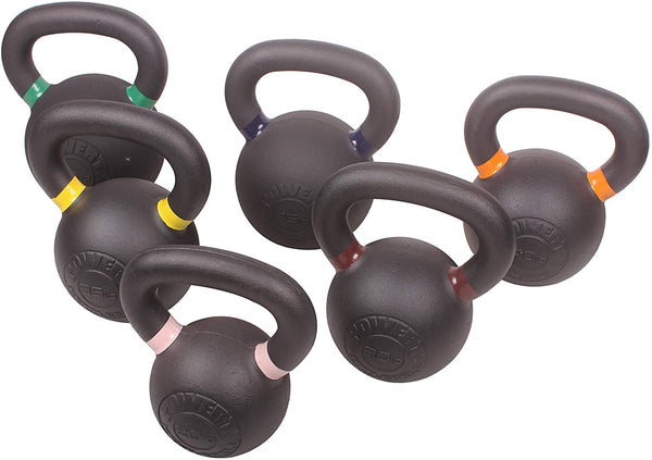 POWERT Cast Iron Kettlebell| Premium Quality Powder Coated with Color Coded Ring 10/15/20/25/30/35/40/45/50 lbs-Single