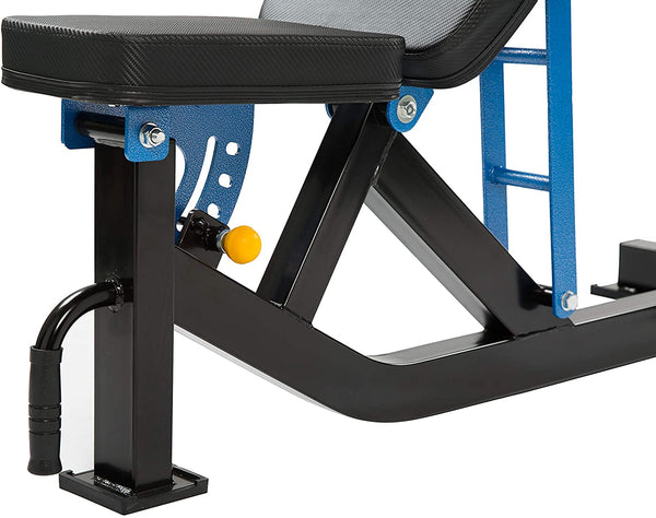 POWERT Adjustable Weight Bench| Heavy Duty Strength Training Utility Bench for Full Body Workout| Weight Capacity 1,000 lbs (Black & Blue)