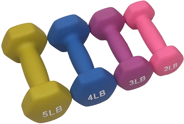 POWERT HEX Neoprene Dumbbell |Coated Colorful Hand Weights in Pair