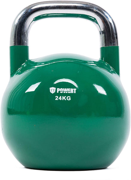 POWERT Competition Kettlebell|Premium Quality Coated Steel|Ergonomic Design|Great for Weight Lifting Workout & Core Strength Training& Muscle Building|Color Coded 10-50LB|Single