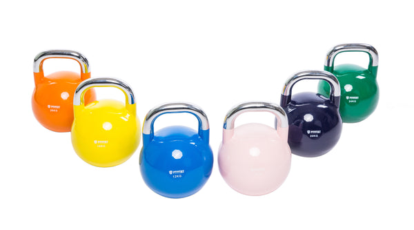 POWERT Competition Kettlebell|Premium Quality Coated Steel|Ergonomic Design|Great for Weight Lifting Workout & Core Strength Training& Muscle Building|Color Coded 10-50LB|Single